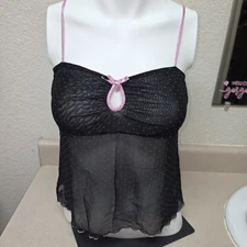 Victoria's Secret Very Sexy Sheer Polka-dot Lingerie Sleep Crop Top Size Large