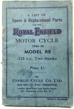 Royal Enfield Model R.E. 125cc Spare & Replacement Parts Book 1946 - 48