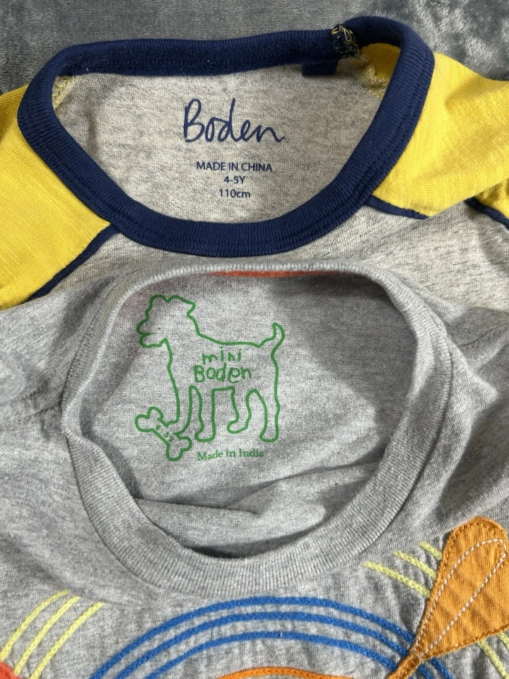 Mini Boden 男孩 4 - 5 岁 T 恤长袖套装 2 件飞镖条纹 — 第 2/4 张图片