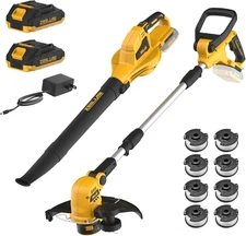 12-Inch 20V Cordless String Trimmer + Leaf Blower Combo Kit, for Lawn, Garden an