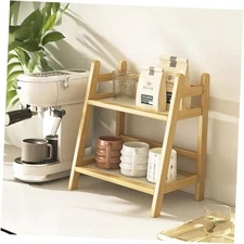 Narrow Mug Holder Countertop, Wicker-Look Tea and Coffee Bar Station Small