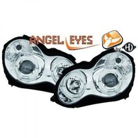LHD Projektor-Scheinwerfer Paar Angel Eyes Klar Chrom FüR Mercedes W203 00-On