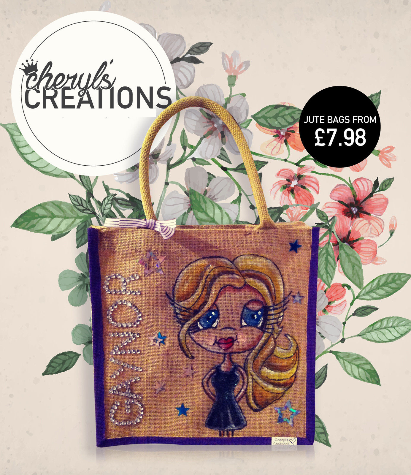 PERSONALISED JUTE BAGS Shopping Bags Fully Personalised Jute Bags