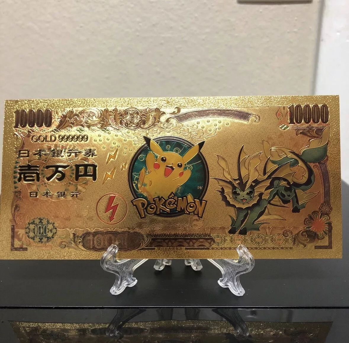 24k Gold Plated Espeon Eevee Pokemon Banknote for Sale in