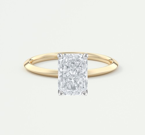 IGI F/VS 1.25 Ct Radiant Lab Created Grown Diamond Ring 14K Yellow Gold - Picture 1 of 2