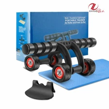 AB ROLLER AND PUSH-UP BAR – MULTI-FUNCTIONAL PORTABLE TRAINER With Knee Pad Ligh