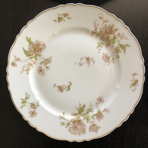 VTG SET OF 4 Haviland Limoges France Poppy Gold Trim Flowers Dinner Plates #2 - Picture 3 of 11