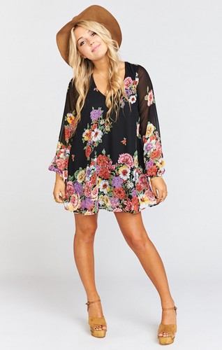 Show Me Your MuMu Donna Michelle Falling Floral Top Ladies Sleeve Mini Dress-M - Picture 4 of 5