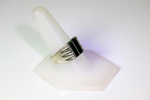 Beautiful Sterling Silver Mexico Inlaid Malachite Ring Size 10.5 - 10814 - Picture 2 of 7