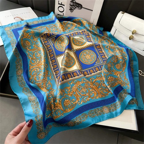 70x70cm Women's Silk Scarf – Luury Printed Pashmina Shawl & Headband - Picture 4 of 65