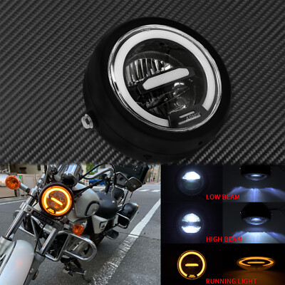 Universal Motorcycle LED Halo Headlight Amber Fit For Harley