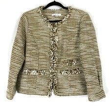 CAbi Womens Phoebe Tweed Blazer Jacket Medium Style 343 Boucle Bronze Metallic