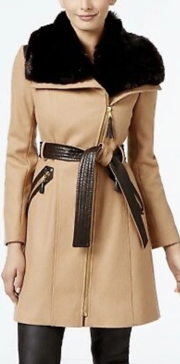 Via spiga faux top fur collar coat