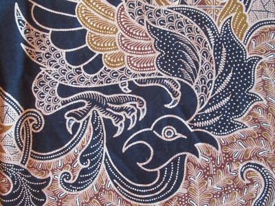 Bangsawan garuda bird long sleeve button-front tropical shirt size MEDIUM