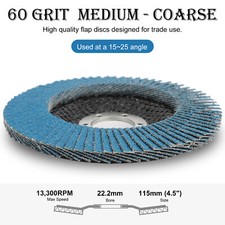 30x 15x Flap Discs 115mm Sanding 40 60 80 Grit Angle Grinding Wheels Discs 4.5"