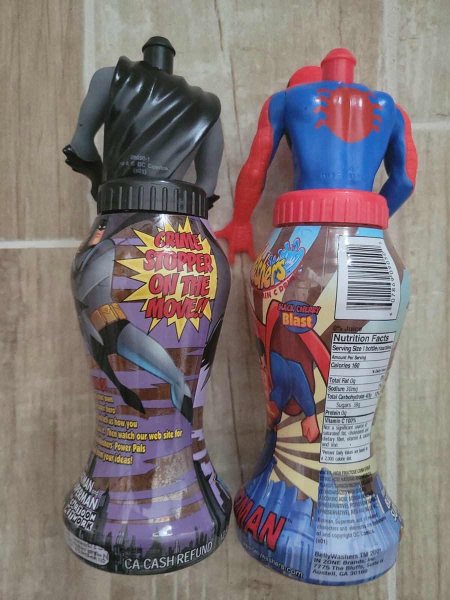 SPIDERMAN & BATMAN BELLYWASHERS BOTTLE VINTAGE SUPERHERO