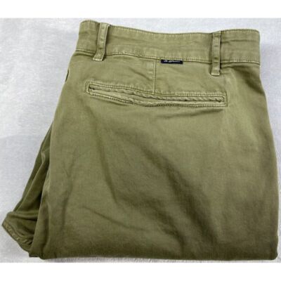 Serge Blanco Pants Mens 36x34 Stretch Chino Flat Front Khaki Green Classic
