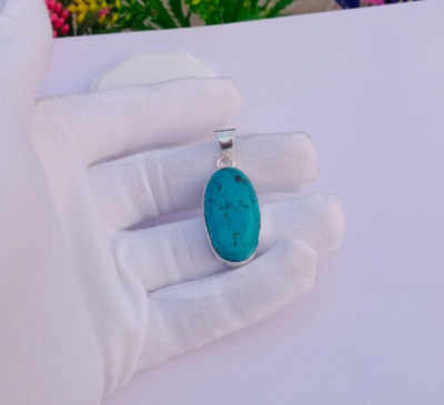 Natural Turquoise pendant | silver plated pendant | Turquoise Gemstone Jewelry