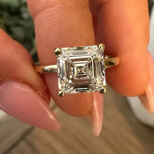 IGI F VS1 2.50Ct Asscher Lab Grown Diamond Engagement Ring Solid 14K Yellow Gold - Picture 2 of 9