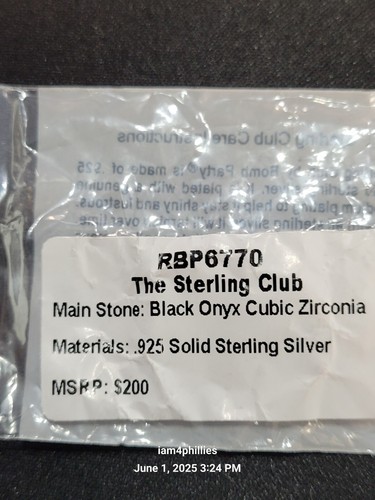 Bomb Party "The Sterling Club" RBP6770 Größe 9 schwarzer Onyx CZ 0,925 massiv Sterling - Bild 4 von 5
