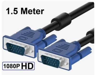 1,5 m VGA Monitor PC Verlängerungskabel SVGA 15 Pin Stecker auf Stecker 1,5 Meter UK