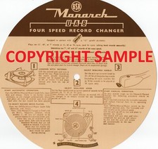 UA8 BSR MONARCH RECORD PLAYER INSTRUCTIONS/PRICE SHEET - 250GM CARD REDISIGNED