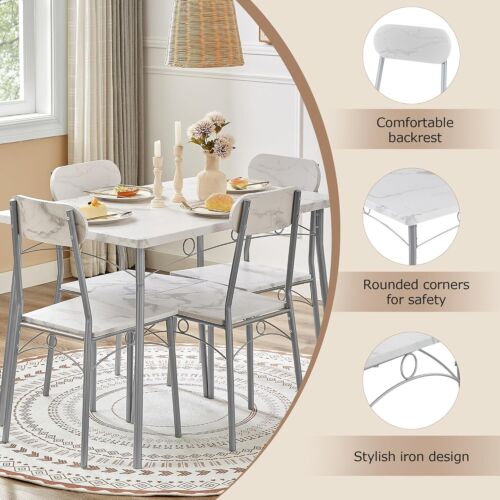 Modern 5-Piece White Dining Set for 4 - Ideal for Kitchens & Apartments - Picture 8 of 10