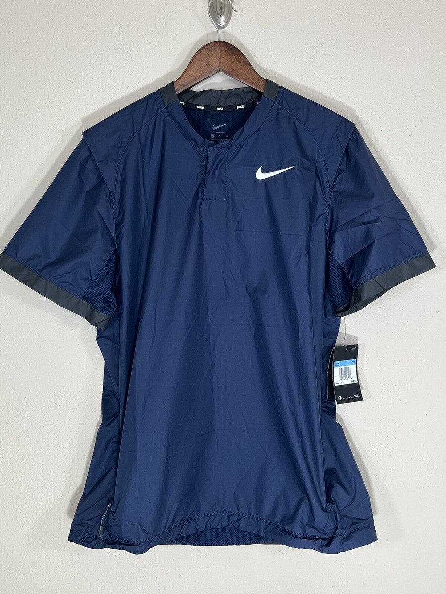 New Nike Men's Short Sleeve Tagless Windshirt BQ3237 (Navy, Medium