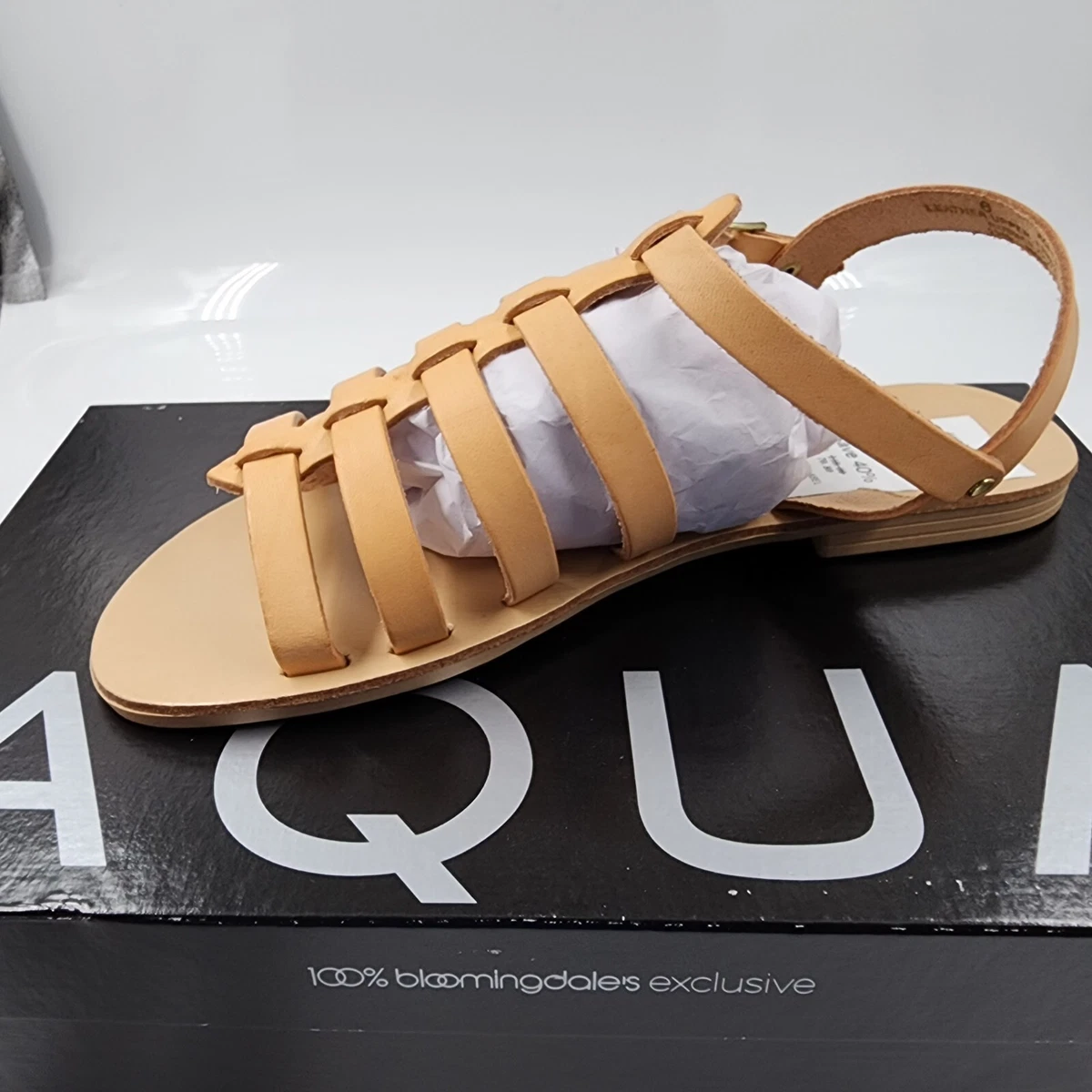 AQUA Emmie Strappy Fisherman Sling Back Sandals Women s 6 Natural
