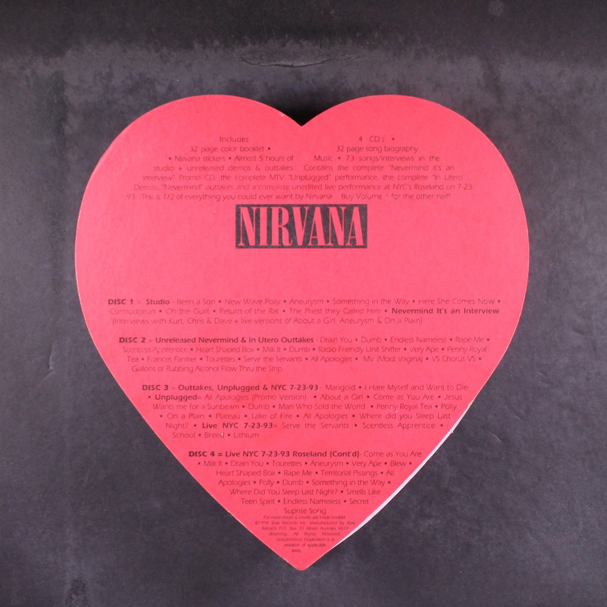 NIRVANA: heart-shaped box vol. 2 KIWI RECORDS CD Australia
