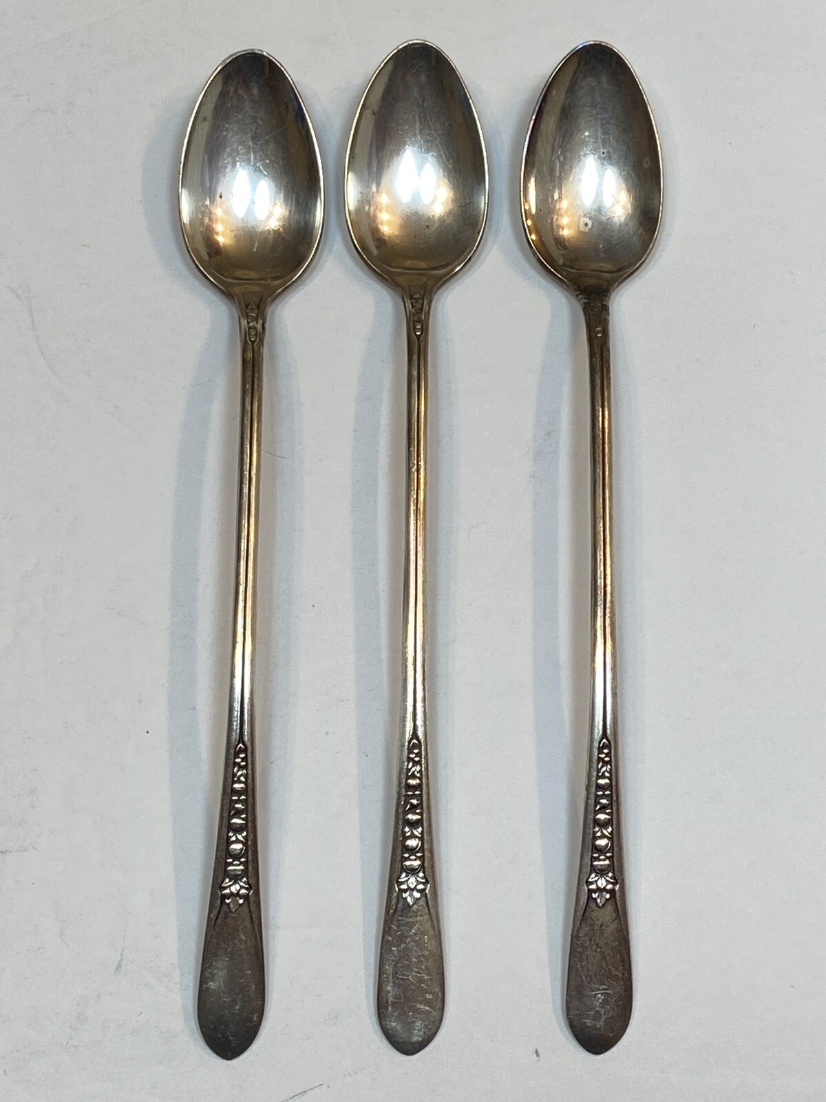 William Rogers US Eagle Long Sweet Iced Tea Spoon Set 3 Lot Silver plated Ware