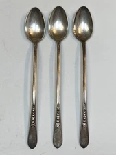 William Rogers US Eagle Long Sweet Iced Tea Spoon Set 3 Lot Silver plated Ware