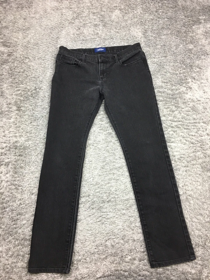 Pantalones de mezclilla ajustados Old Navy para niñas talla 14 Plus negros ajustables para jóvenes Foto 3 de 4