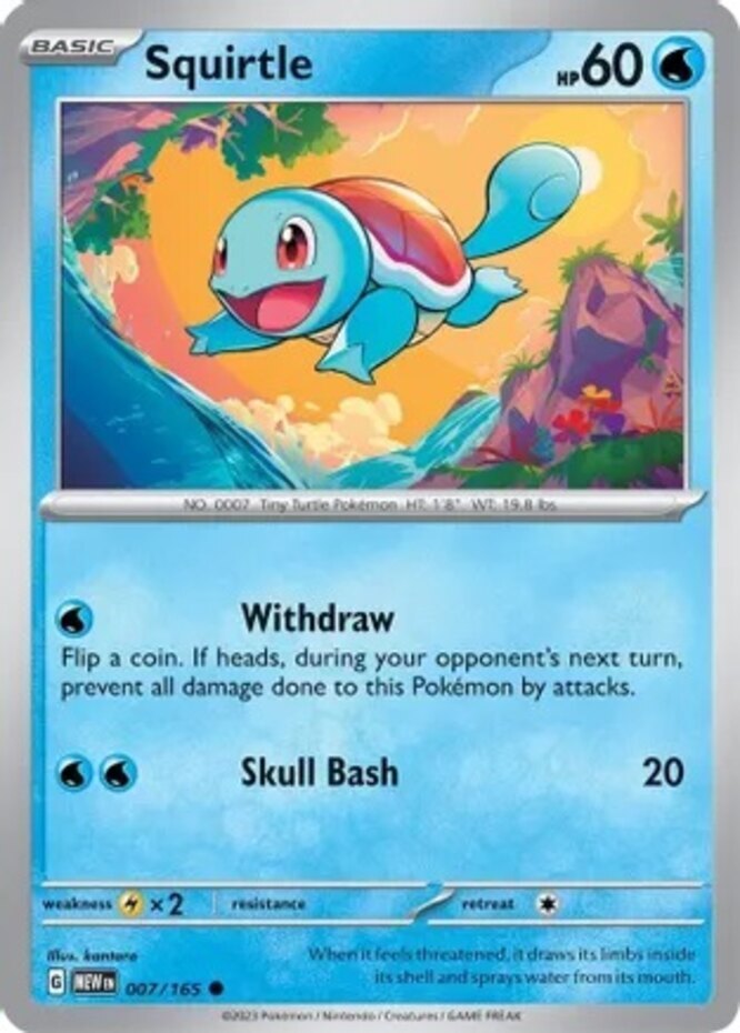 Pokemon Squirtle - 007/165 - Common - Reverse Holo NM-Mint Scarlet & Violet - 15