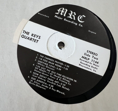 THE KEY'S QUARTET MRLP1144 MAJOR RECORDING CO. WAYNESBORO, VA. 33