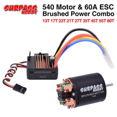 SURPASS HOBBY 540 Brushed Motor 13/17/21/23/27/35/45/55/80T+ ESC for 1/10 RC Car
