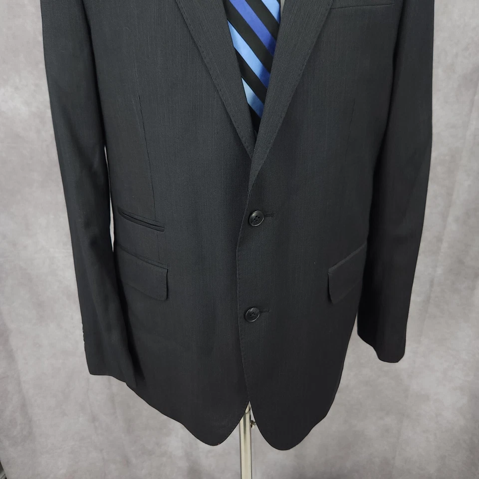 JF J. Ferrar Blazer Mens 44S Black Modern Fit Sports Coat Jacket 2 B Rayon Blend - Image 2 of 4