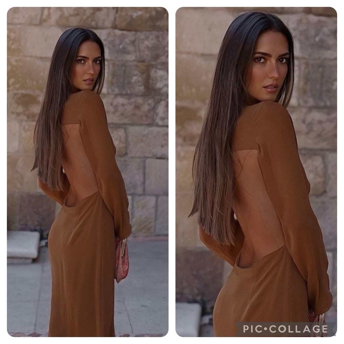 ZARA WOMAN NWT BROWN OPEN BACK SILK Mulberry DRESS 5919/700/700 Size S