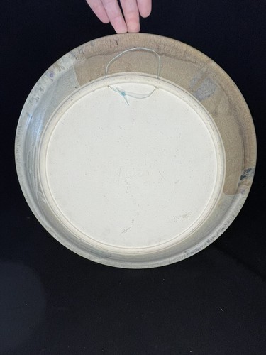 Vintage Studio Art Pottery Glaze Charger Serving Plate Signed 14" Hanging - Picture 4 of 8