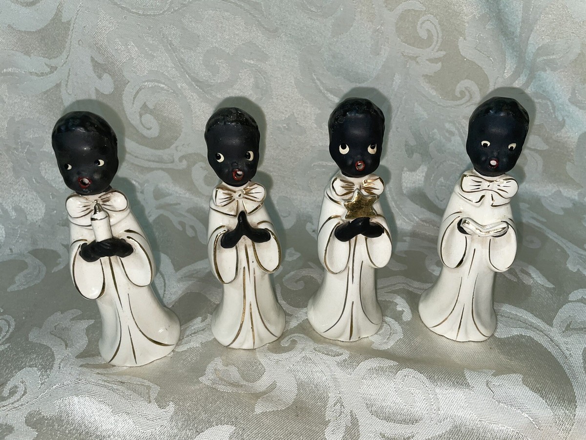 4 LEFTON Altar Choir Boys African American Figurine Japan Nice
