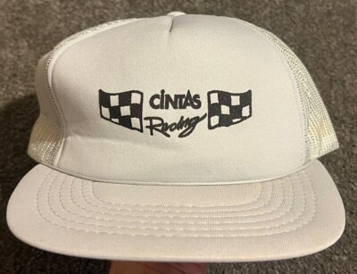 Vintage Yupoong CINTAS RACING Cap Hat Gray Snapback Trucker Mesh & Foam Hat RARE