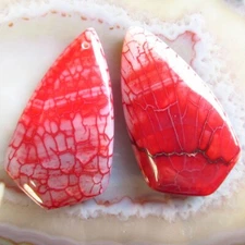 2Pcs Red Fire Agate Shield Pendant Bead 49x27x6mm D37828
