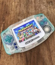 Nintendo Gameboy Advance GBA AGS-101 Clear  Teal Handheld Console BACKLIT IPS 2
