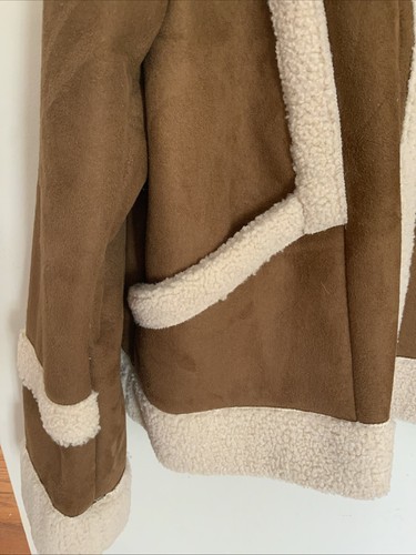 Ana Faux Suede Shearling Brown Women XL Jacket Shacket Barn Chore 2 FLAWS - Picture 4 of 12