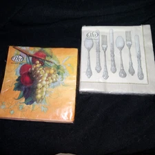 IHR Ideal Home Range-1 Set of 2 Unopen Paper Napkin Packages/Fruit & Silverware