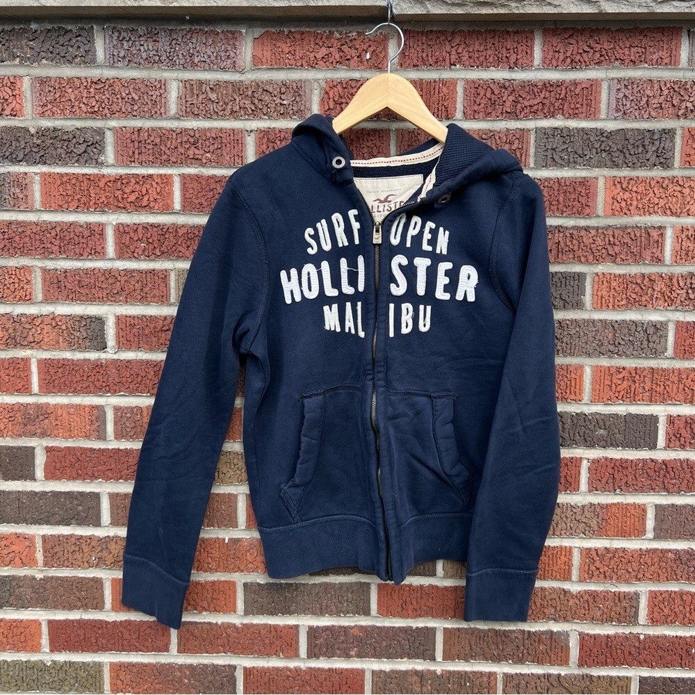 Hollister Navy Blue Y2K Surf Open Full Zip Up Hoodie | eBay