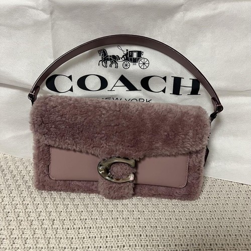 COACH Pink Faux Fur Shoulder Bag Spring Fall Soft Fluffy Tote from Japan - Picture 2 of 12