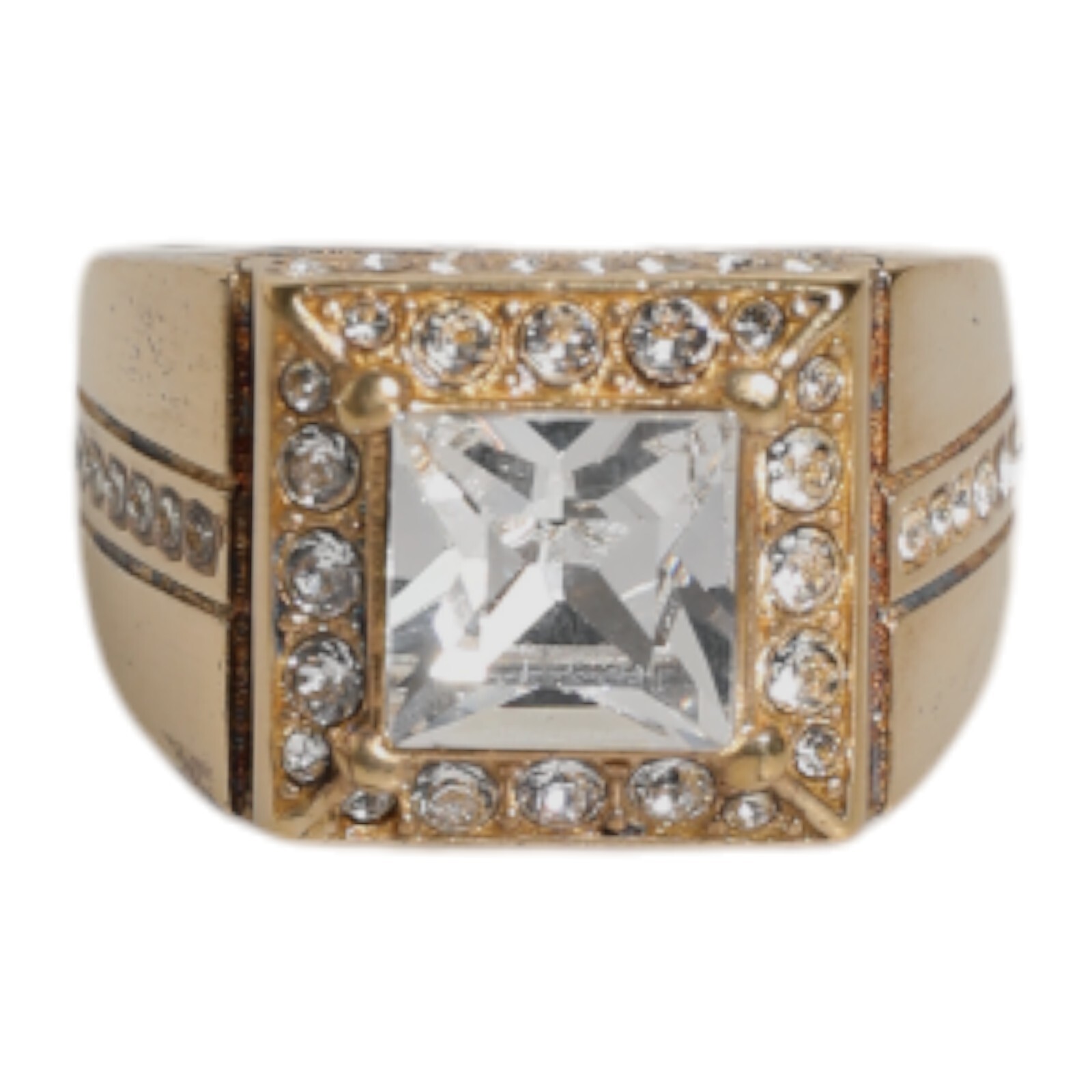 Кольцо DOLCE - GABBANA из чистого серебра 925 пробы с кристаллами золотого оттенка US85 EU58 600 долларов США 62190₽