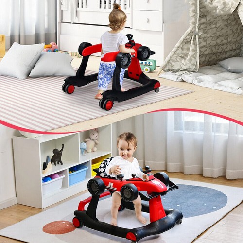 Foldable Baby Walker 4 in1 Infant Walker Adjustable Toddler Activity Center Red - Picture 15 of 18