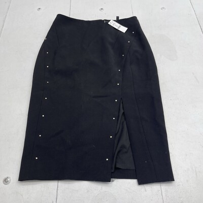 White House Black Market Black Long Line Studded Pencil Skirt